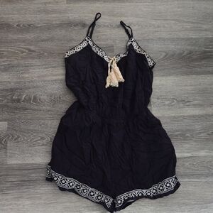 Navy Romper With Embroidered Trim Size Small